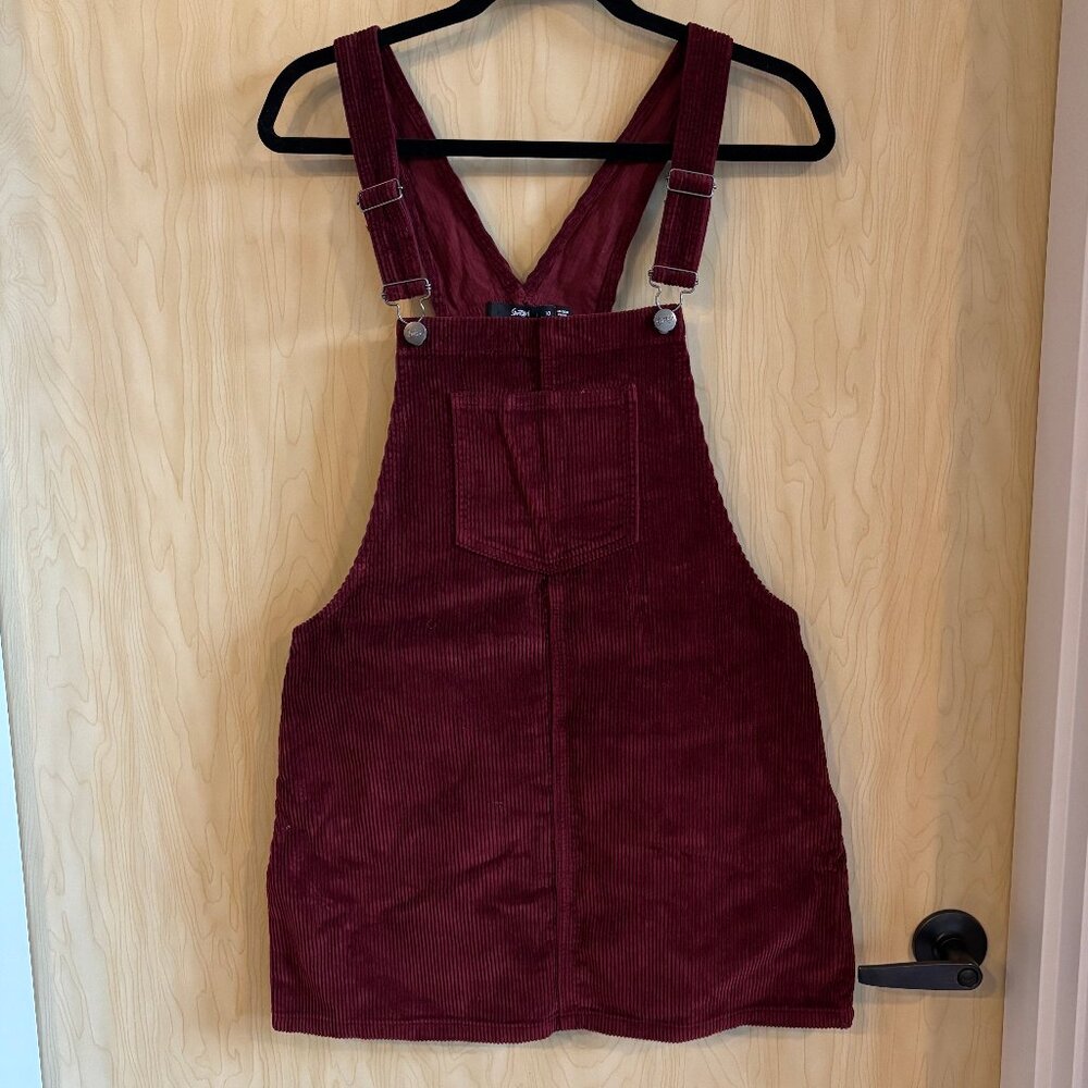Women's Burgundy Red Corduroy Pinafore Dress AUS 10 - US 6 - US M